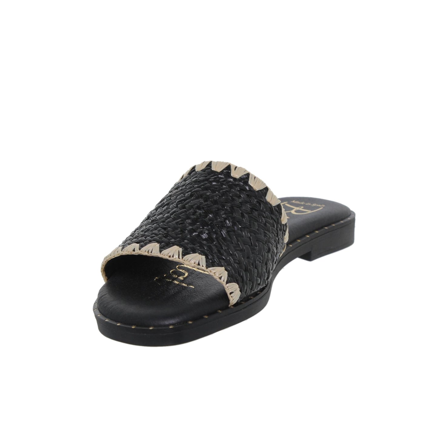 Sandalias planas mujer rafia negro Alexia