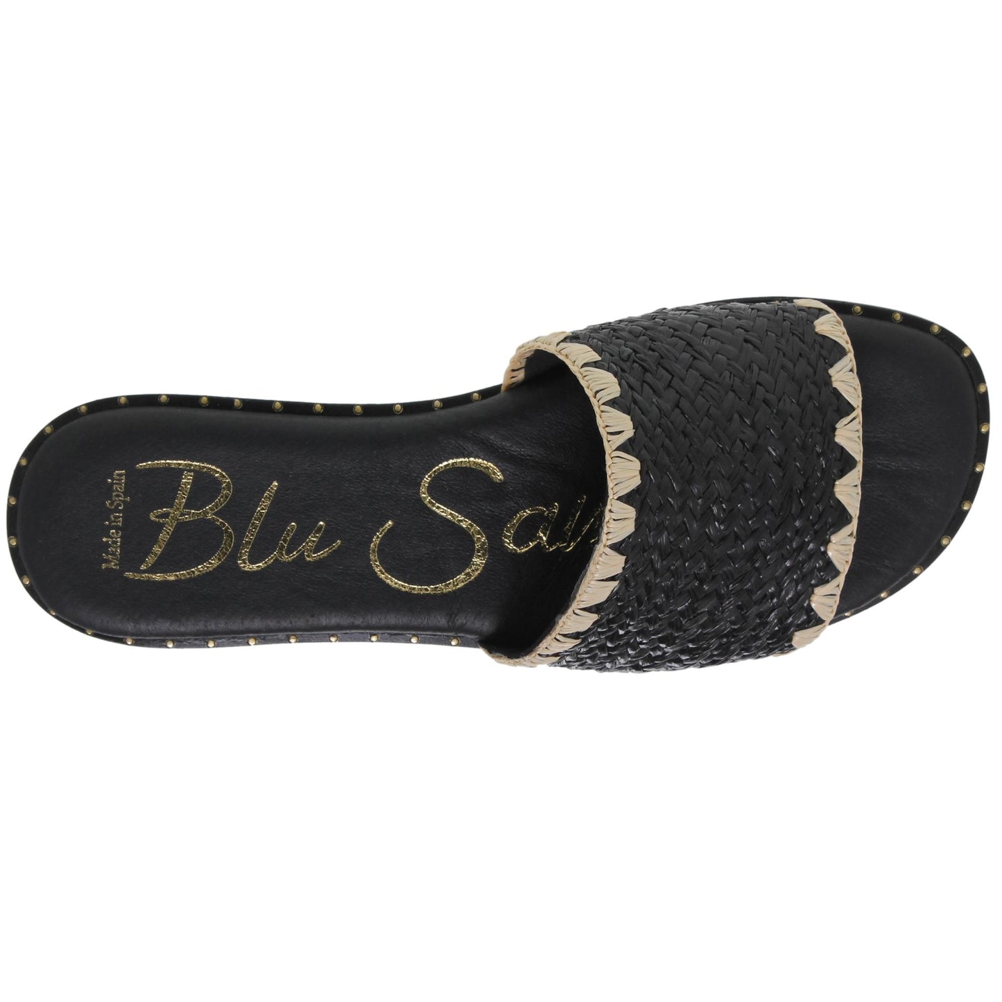 Sandalias planas mujer rafia negro Alexia