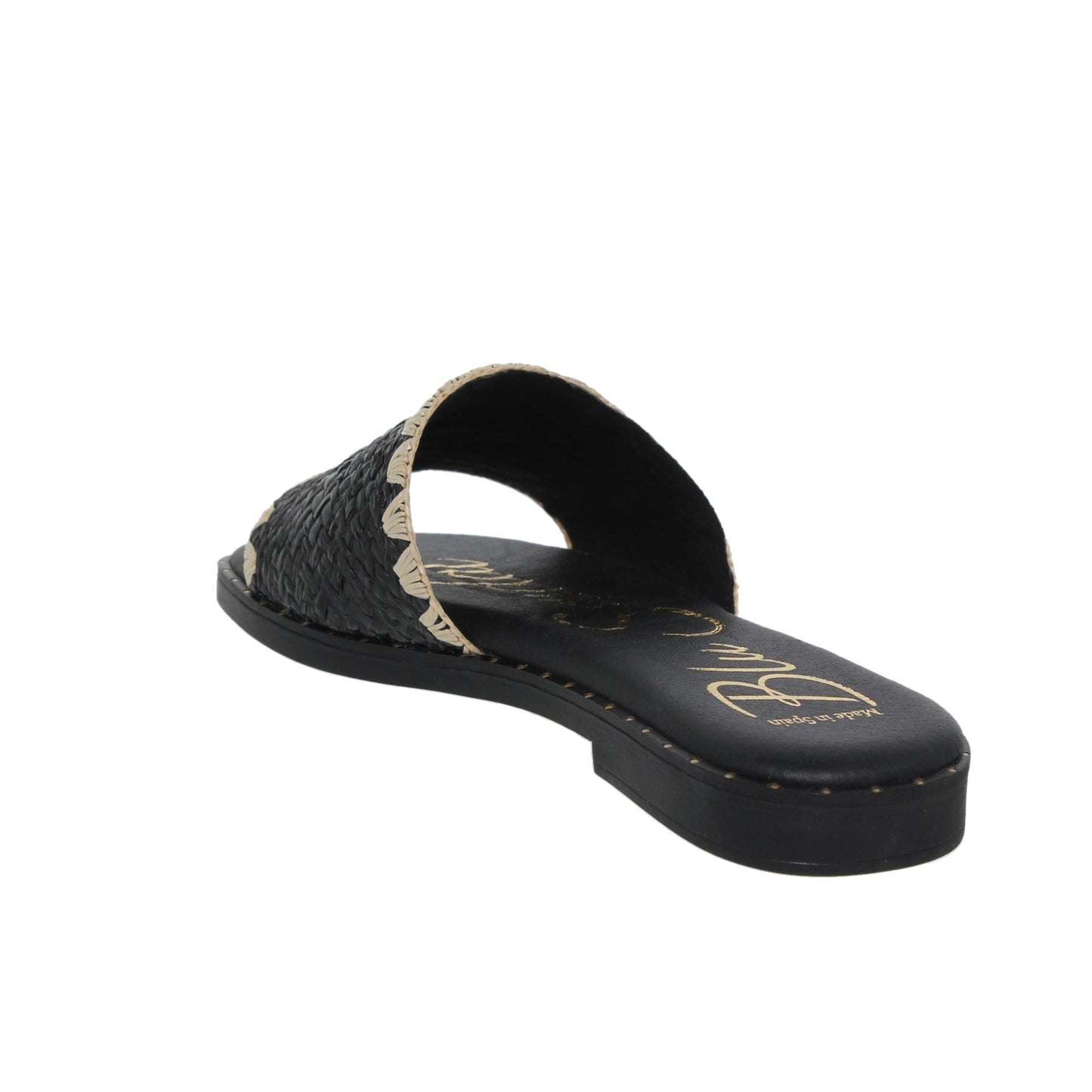 Sandalias planas mujer rafia negro Alexia