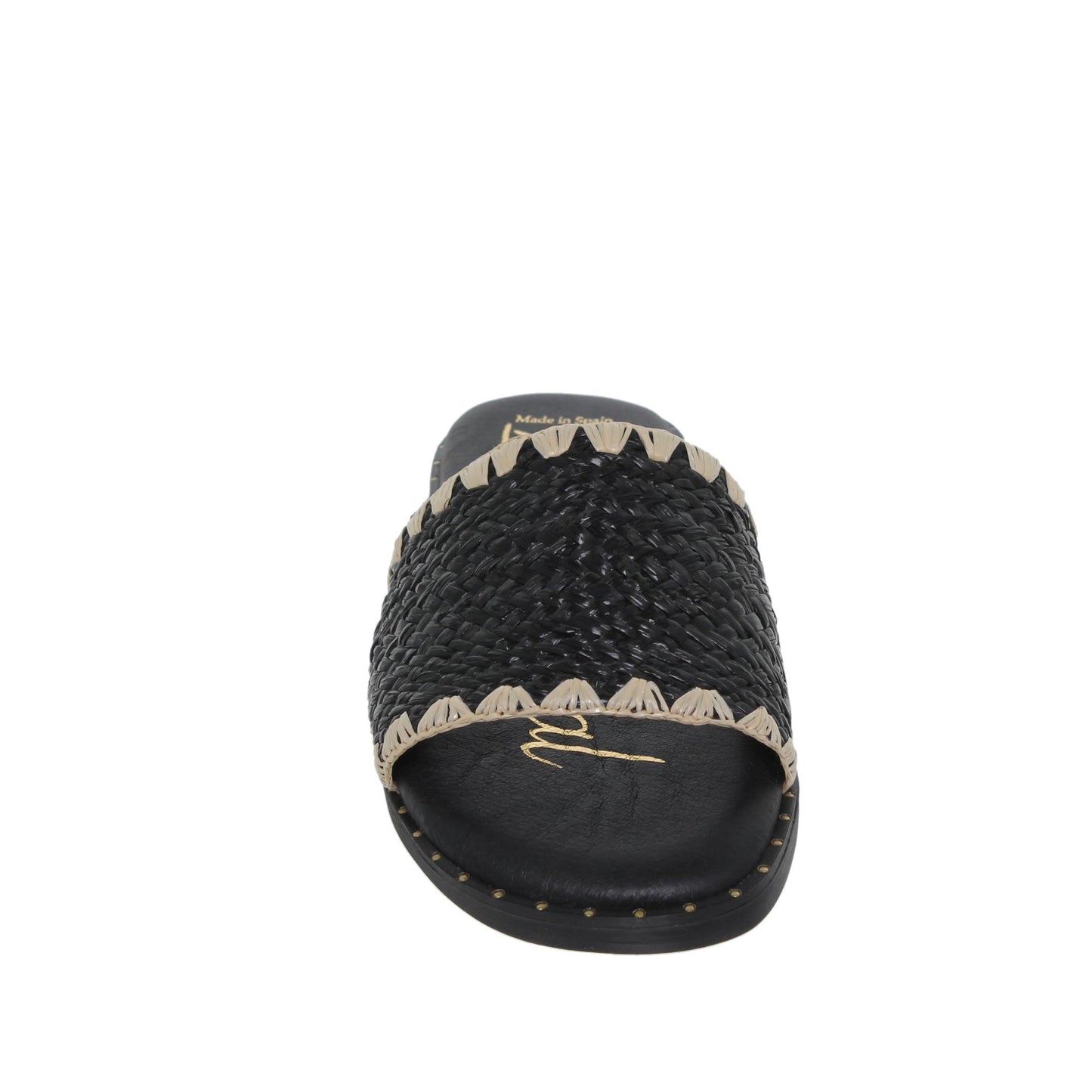 Sandalias planas mujer rafia negro Alexia