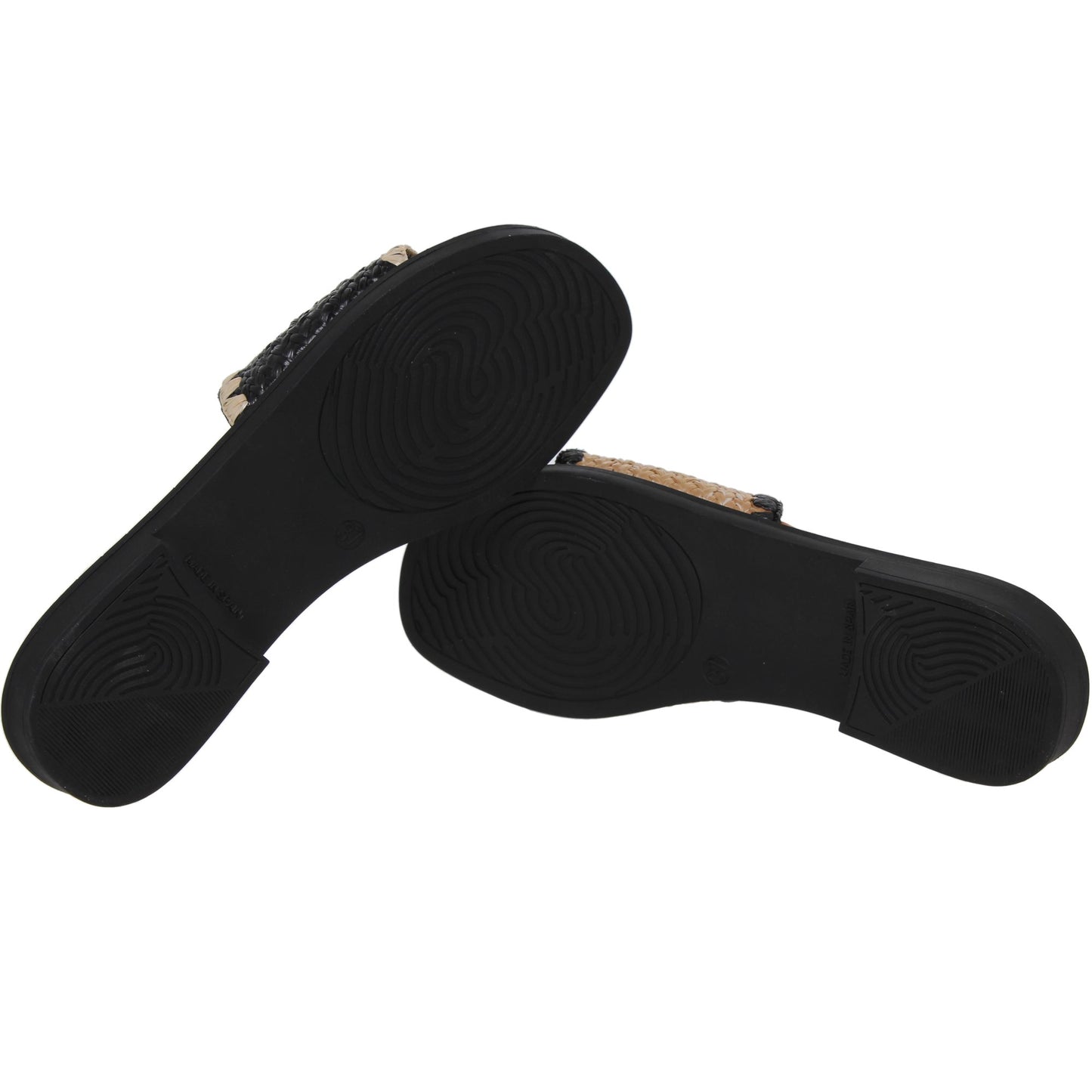 Sandalias planas mujer rafia negro Alexia