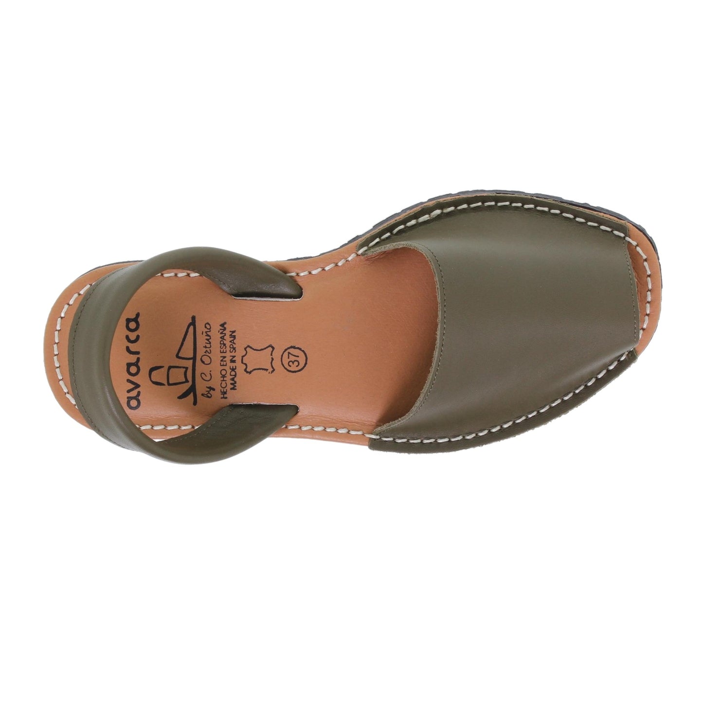 Abarcas Sandalia Menorquinas Mujer piel Kaki Cleo