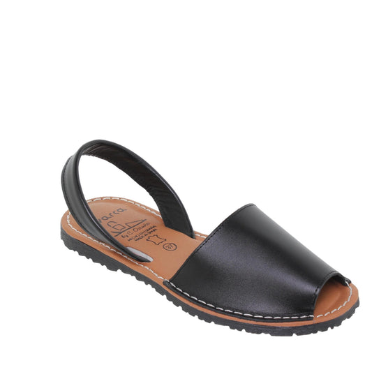 Abarcas Sandalia Menorquinas Mujer piel Negro Cleo