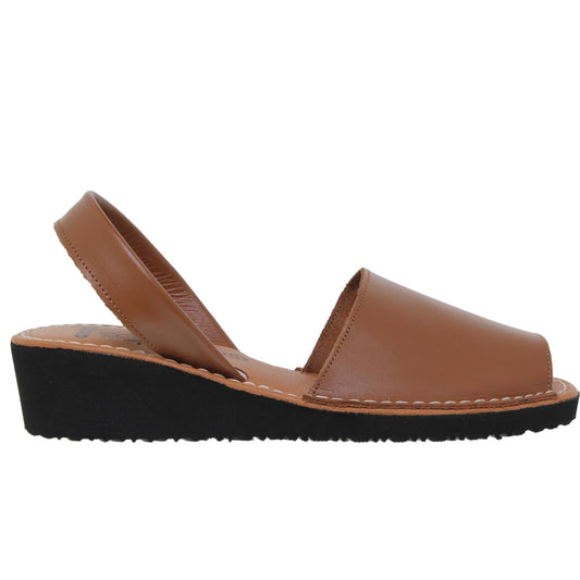 Abarcas menorquinas cuña mujer piel cuero Aida
