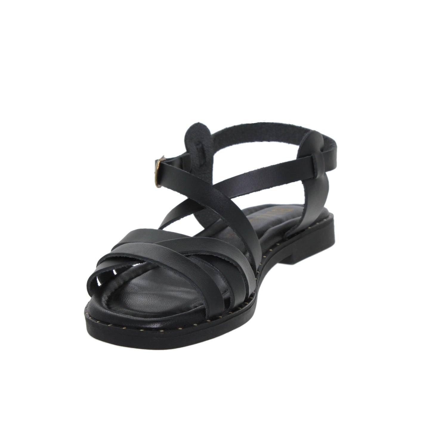 Sandalias planas mujer piel negro Aroa