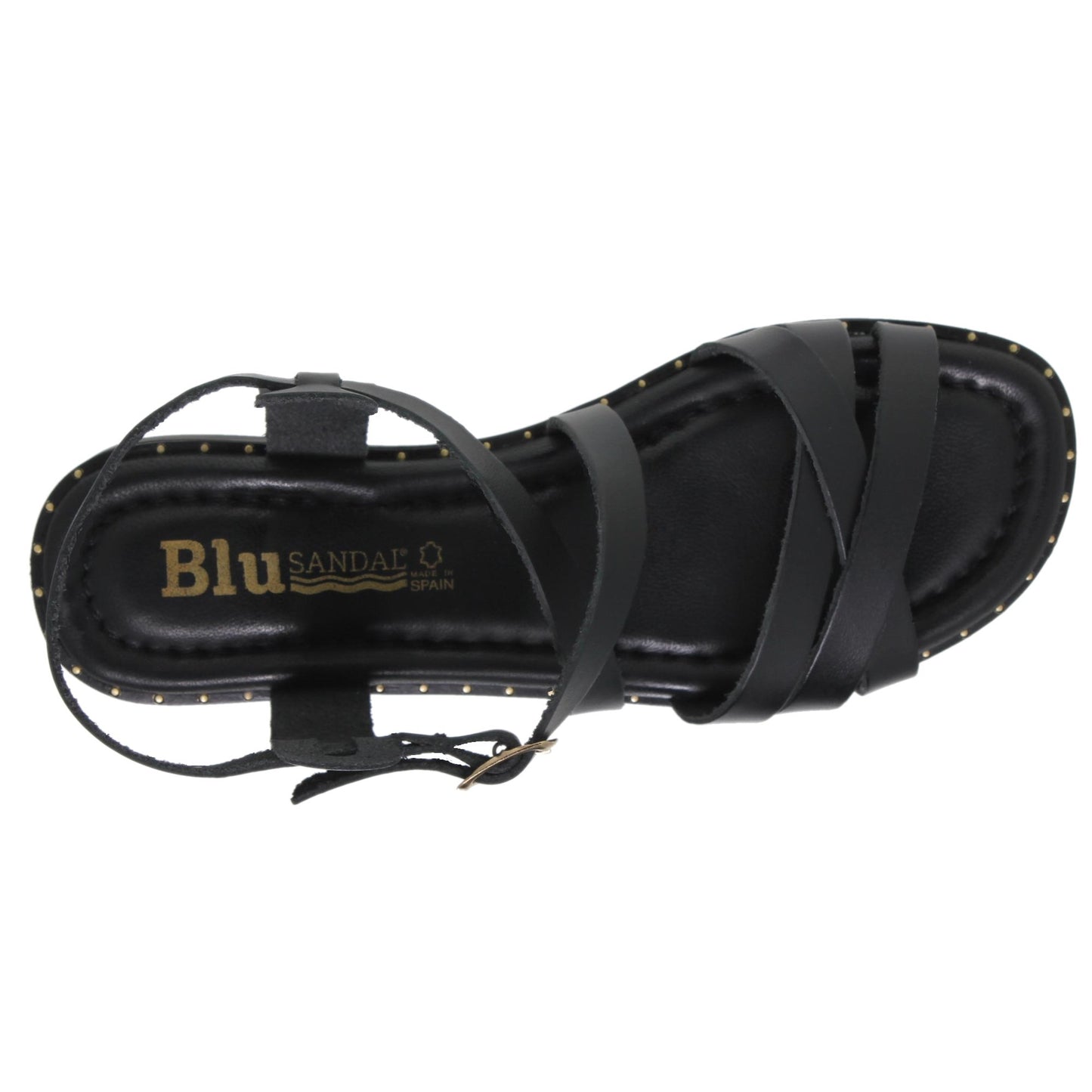 Sandalias planas mujer piel negro Aroa