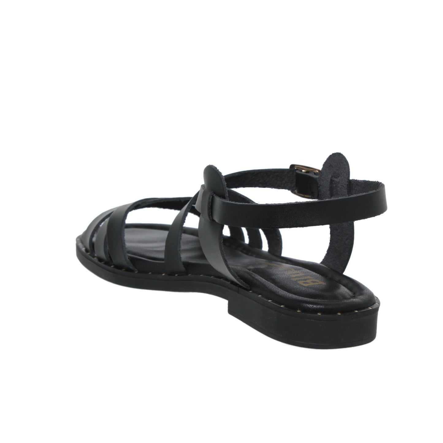 Sandalias planas mujer piel negro Aroa