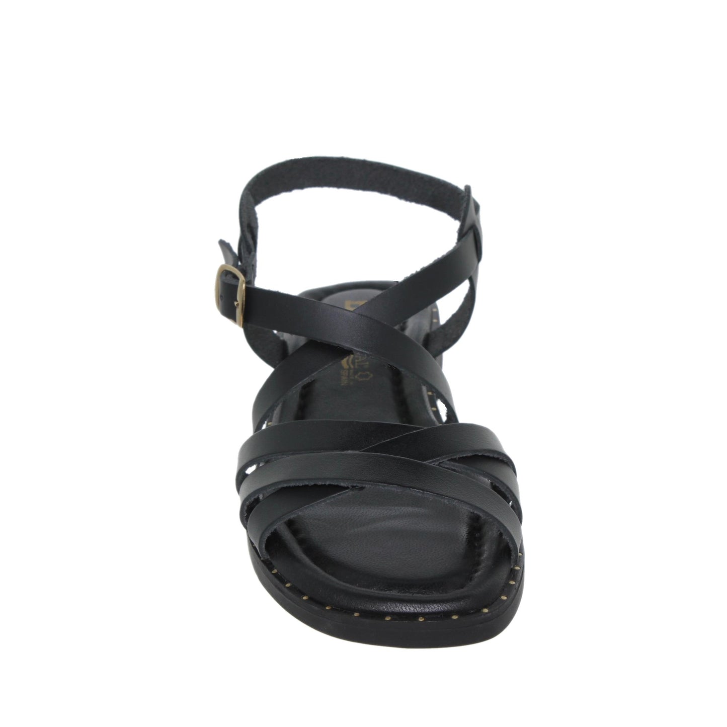 Sandalias planas mujer piel negro Aroa