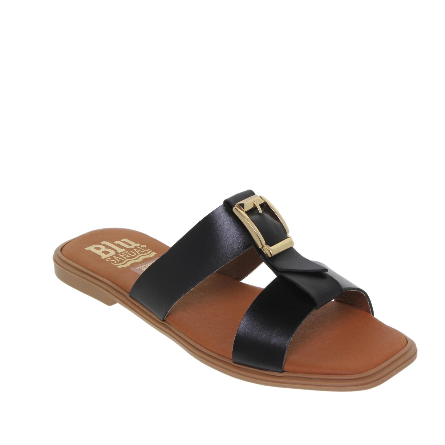 Sandalias planas mujer piel Negro Uma