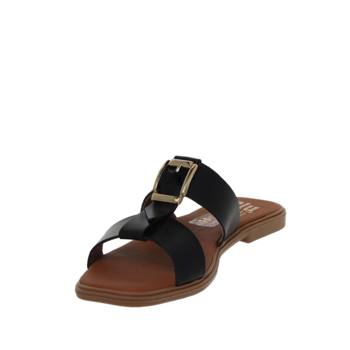 Sandalias planas mujer piel Negro Uma