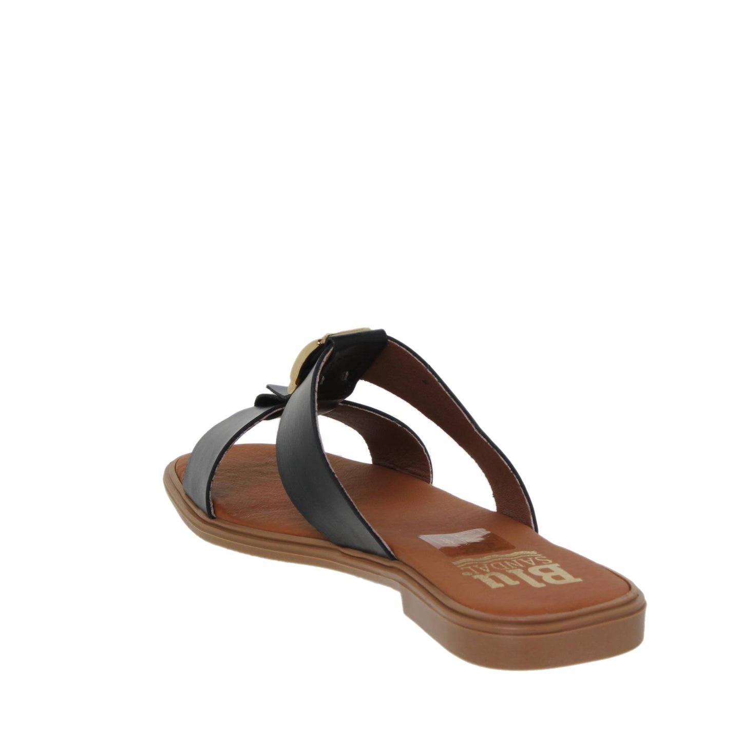 Sandalias planas mujer piel Negro Uma