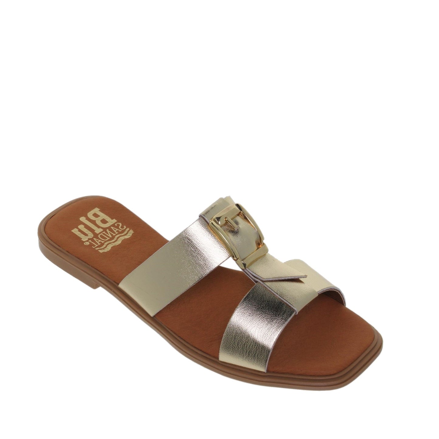 Sandalias planas mujer piel Oro Uma
