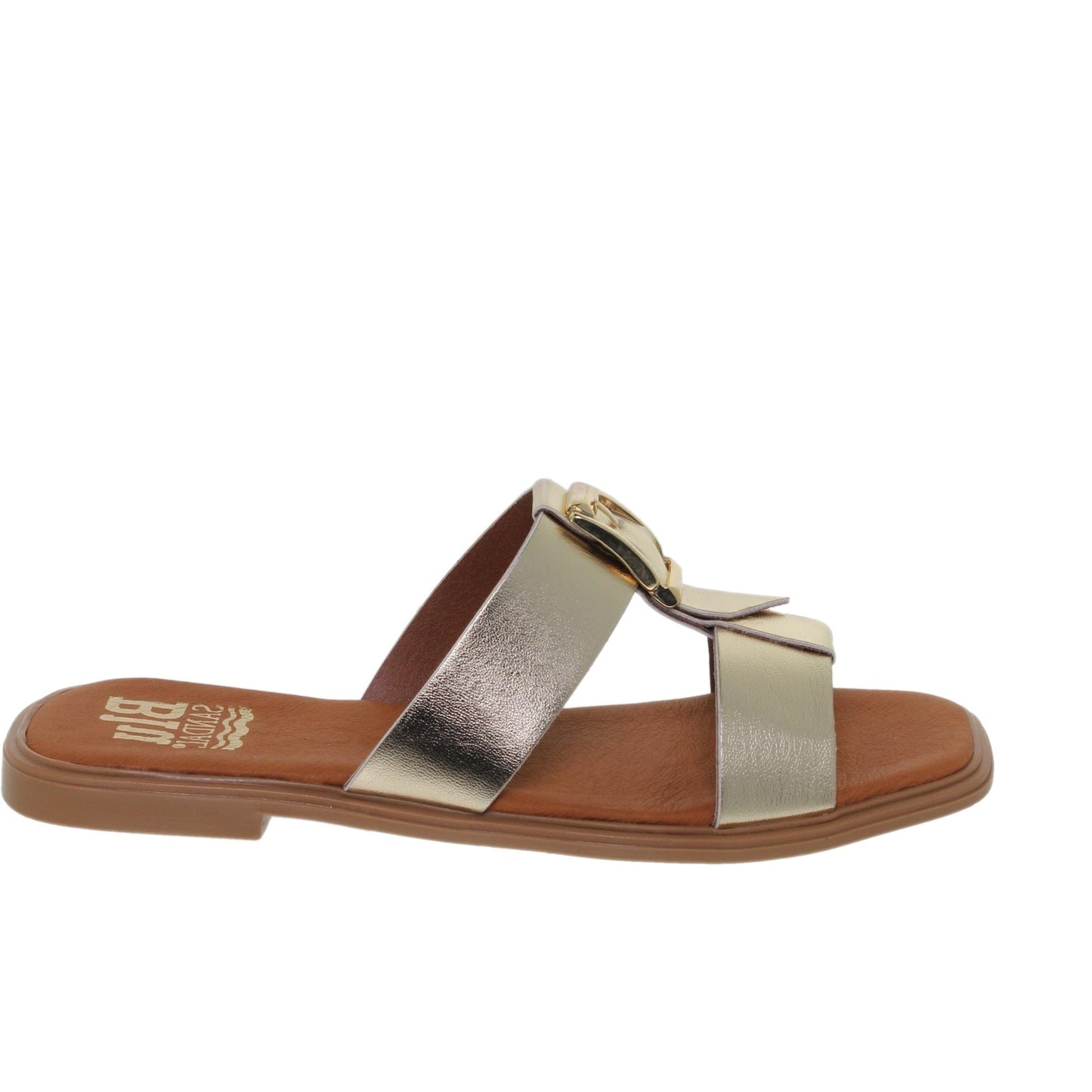 Sandalias planas mujer piel Oro Uma