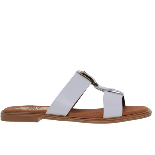 Sandalias planas mujer piel Blanco Uma
