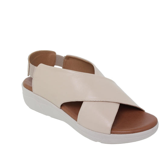 Sandalia cuña mujer piel beige Camelia