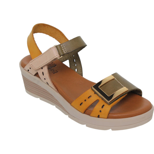 Sandalia Cuña Mujer piel Militar Sabela