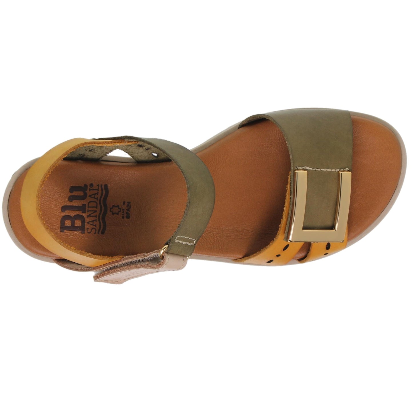 Sandalia Cuña Mujer piel Militar Sabela