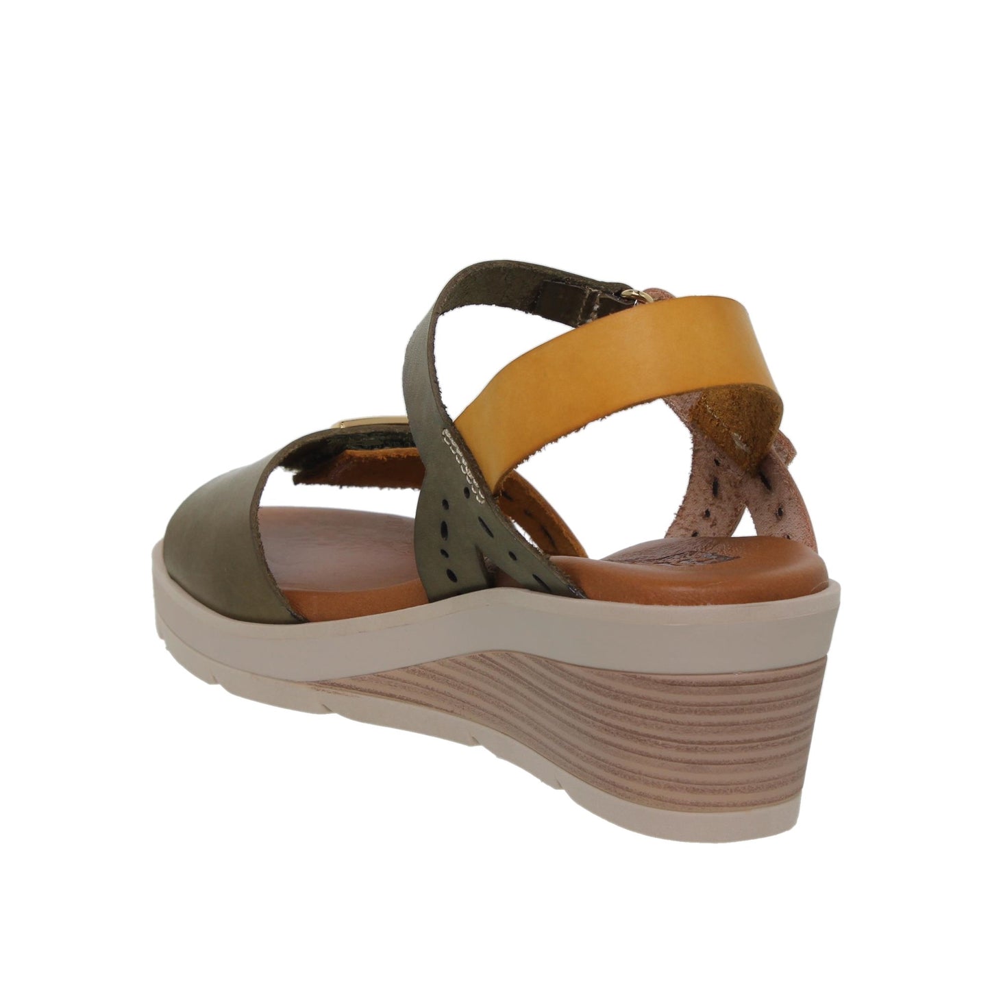 Sandalia Cuña Mujer piel Militar Sabela