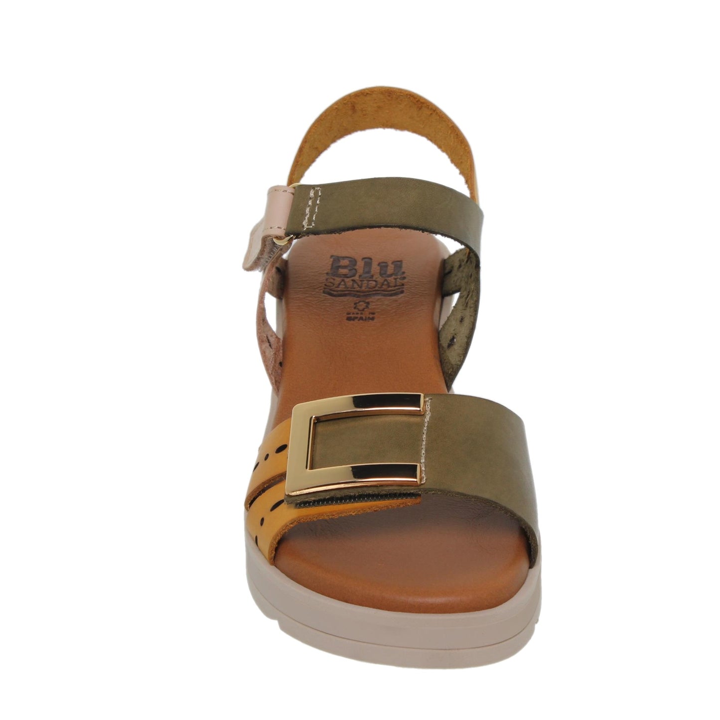 Sandalia Cuña Mujer piel Militar Sabela