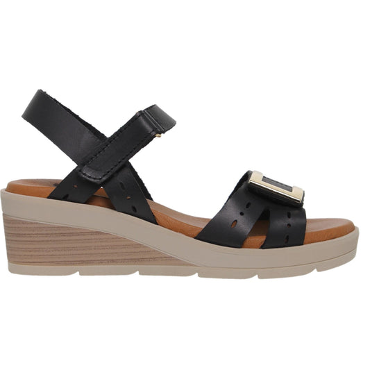 Sandalia Cuña Mujer piel Negro Sabela