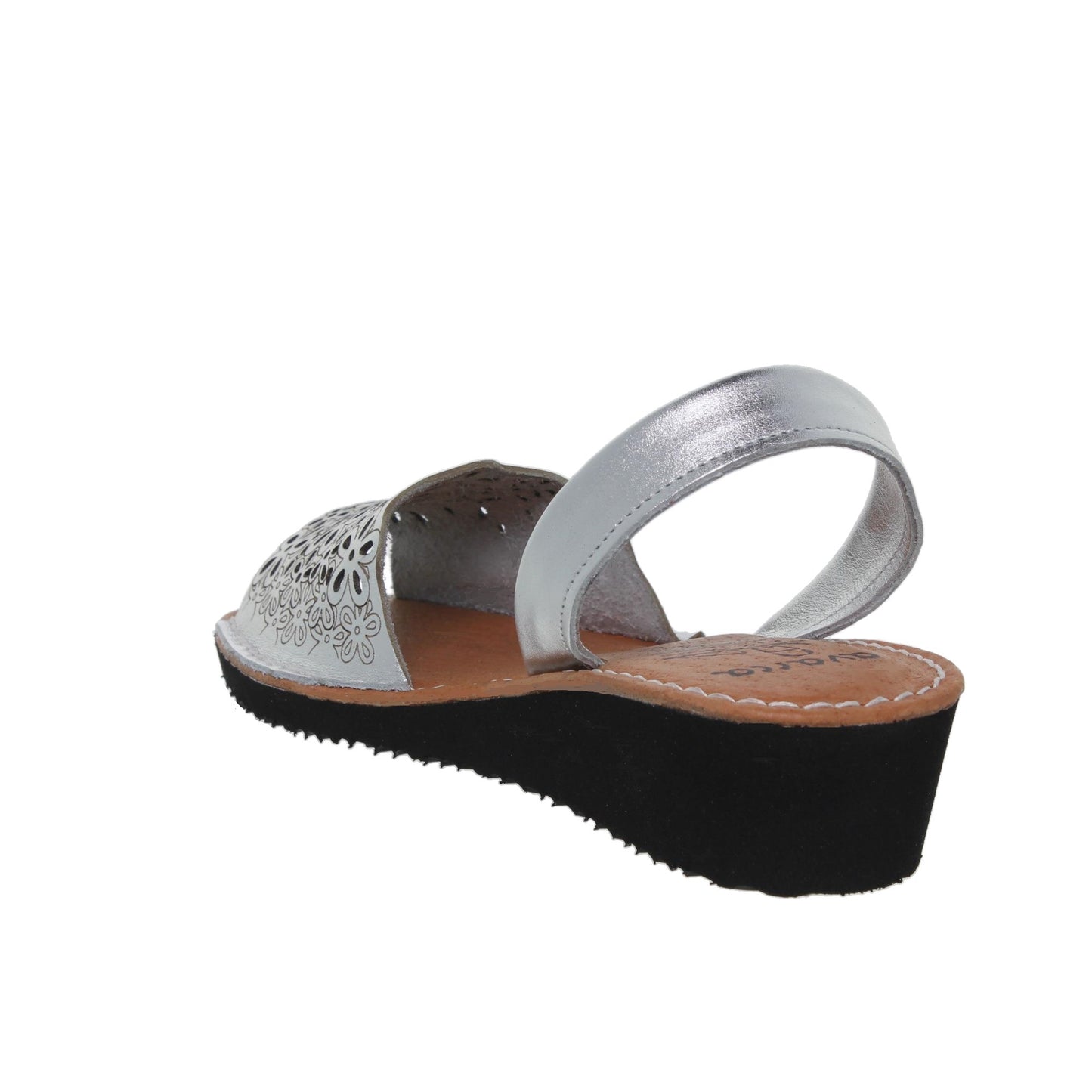 Abarcas menorquinas cuña mujer piel plata Ana