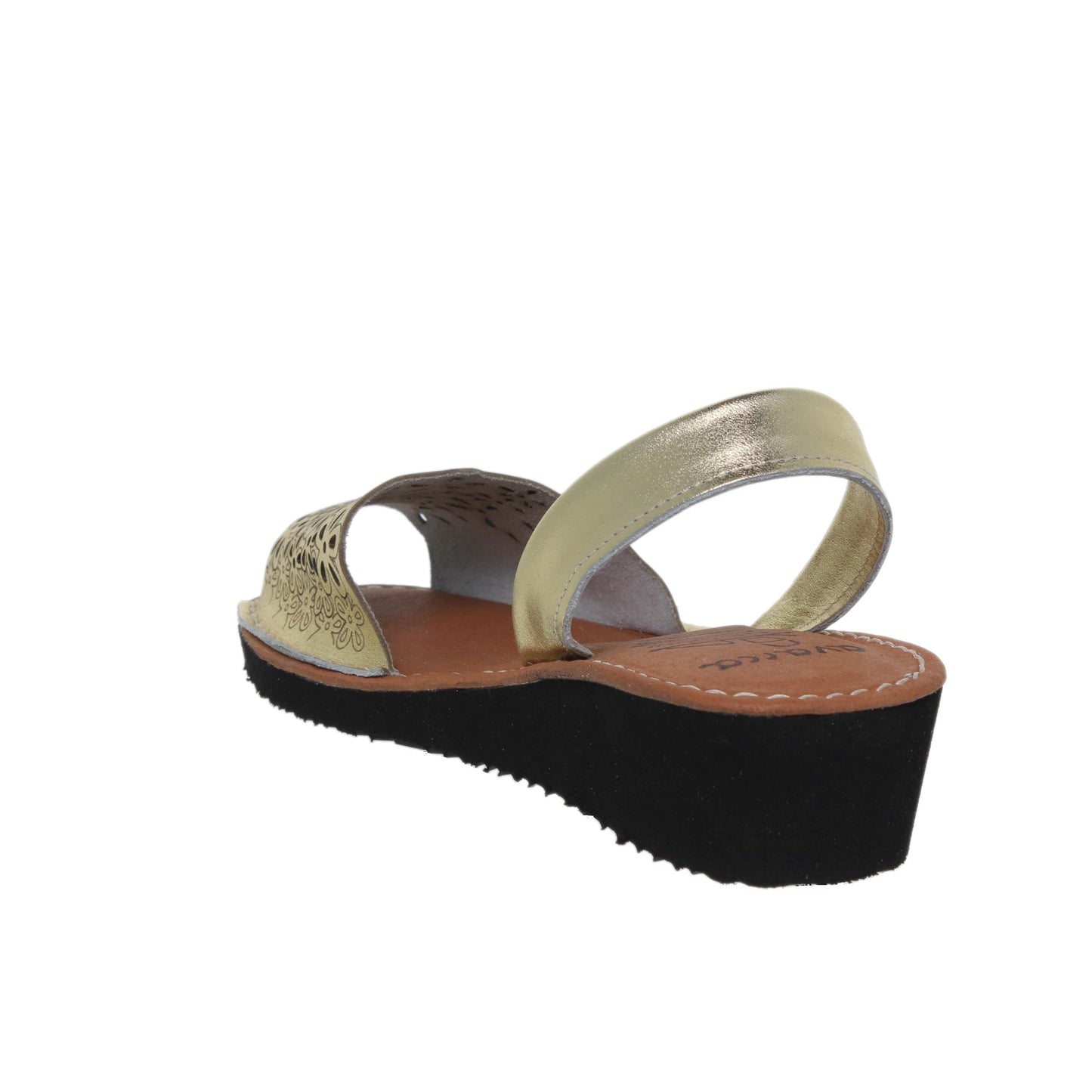 Abarcas menorquinas cuña mujer piel oro Ana