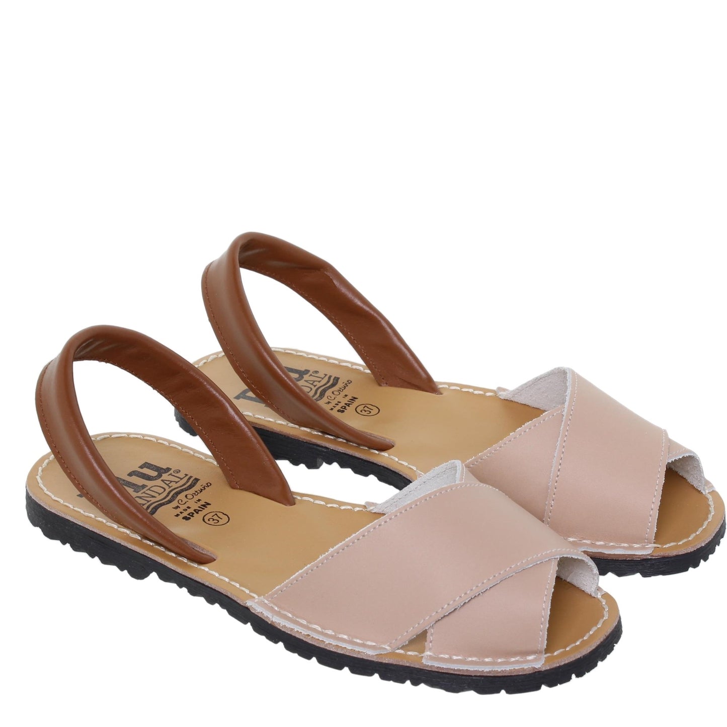 Abarcas Sandalia Menorquinas Mujer piel beige Mayo