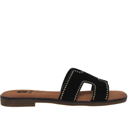 Sandalias planas mujer piel Negro Venus