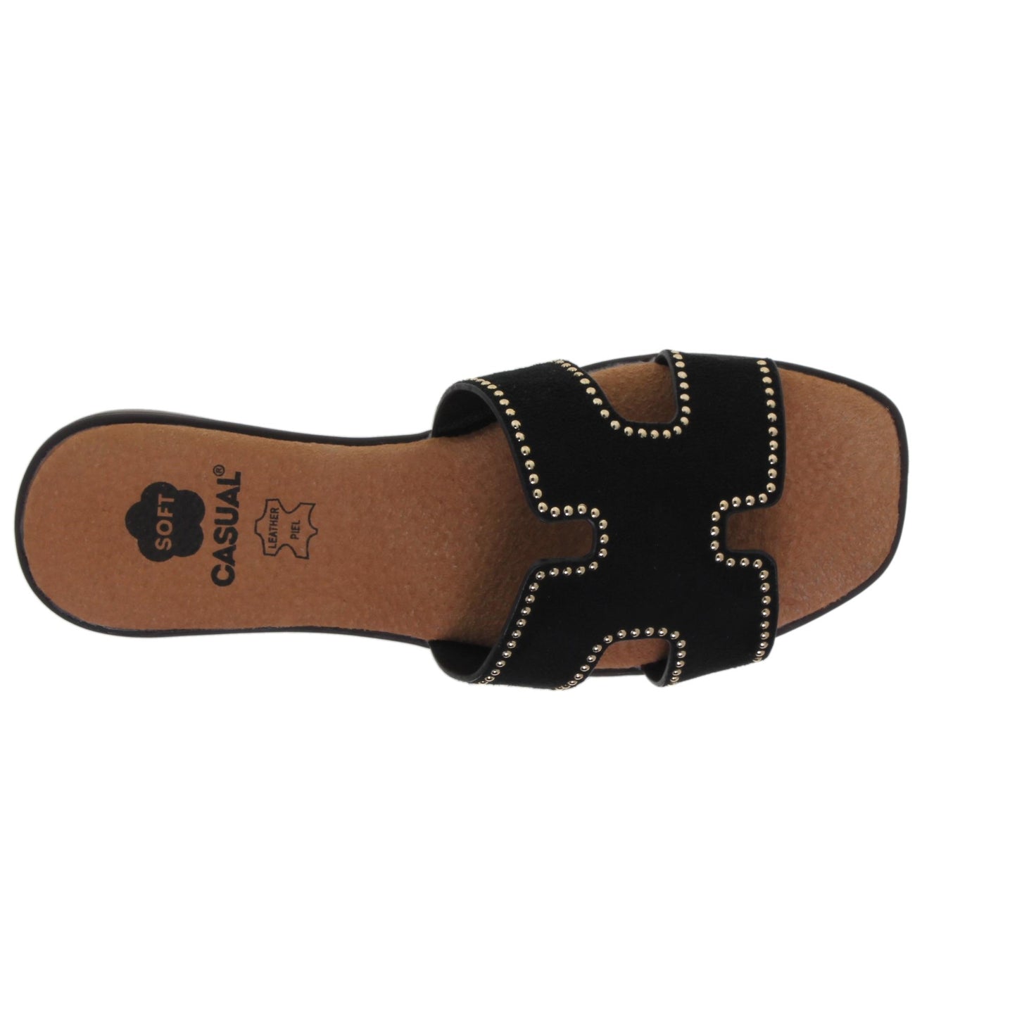 Sandalias planas mujer piel Negro Venus