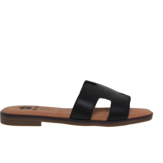 Sandalias planas mujer piel Negro Johana