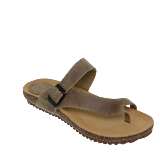 Sandalia plana mujer piel Kaki Venturina