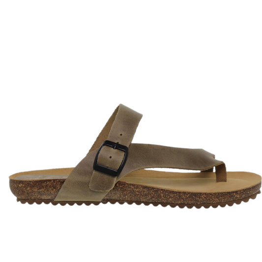 Sandalia plana mujer piel Kaki Venturina