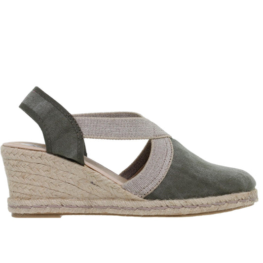 Sandalia cuña alpargata esparto mujer verde Carla