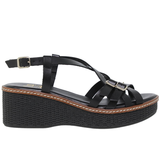 Sandalia Cuña Mujer Ania Negro