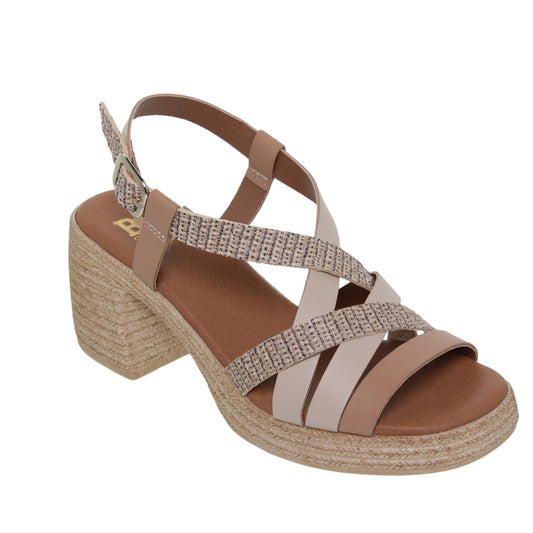 Sandalia Cuña Mujer piel Beig Lidia