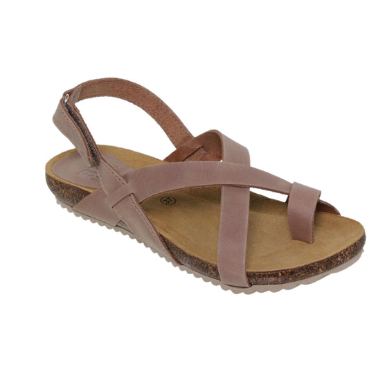 Sandalia plana mujer piel Taupe Amatista
