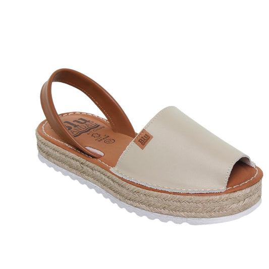 Abarcas Sandalia menorquinas mujer piel Beig Ainara