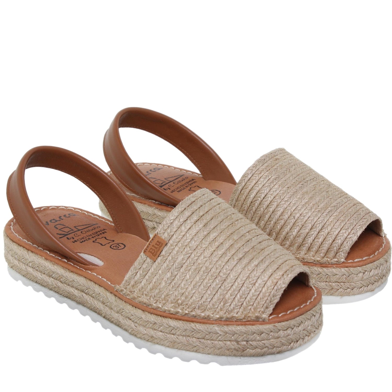 Abarcas menorquinas plataforma esparto y piel mujer Carlota – Rominas