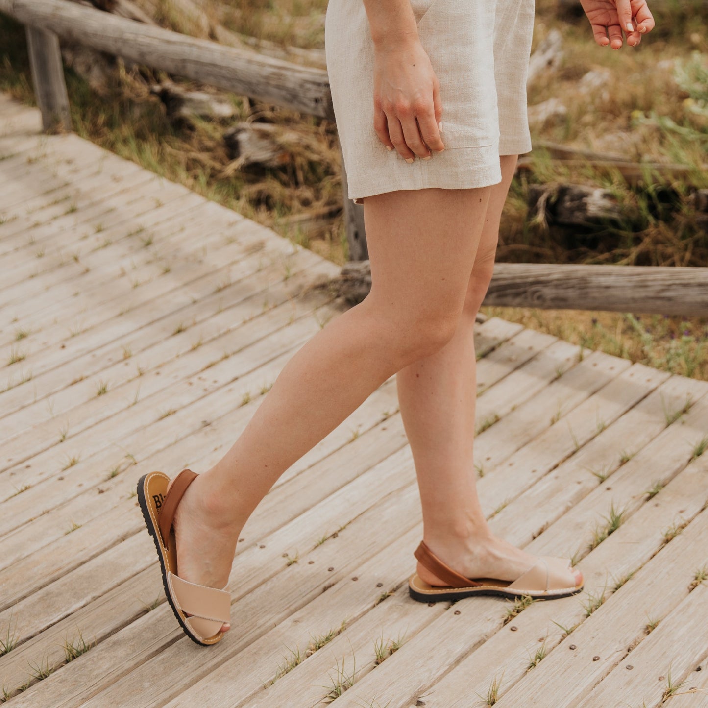 Abarcas Sandalia Menorquinas Mujer piel beige Mayo