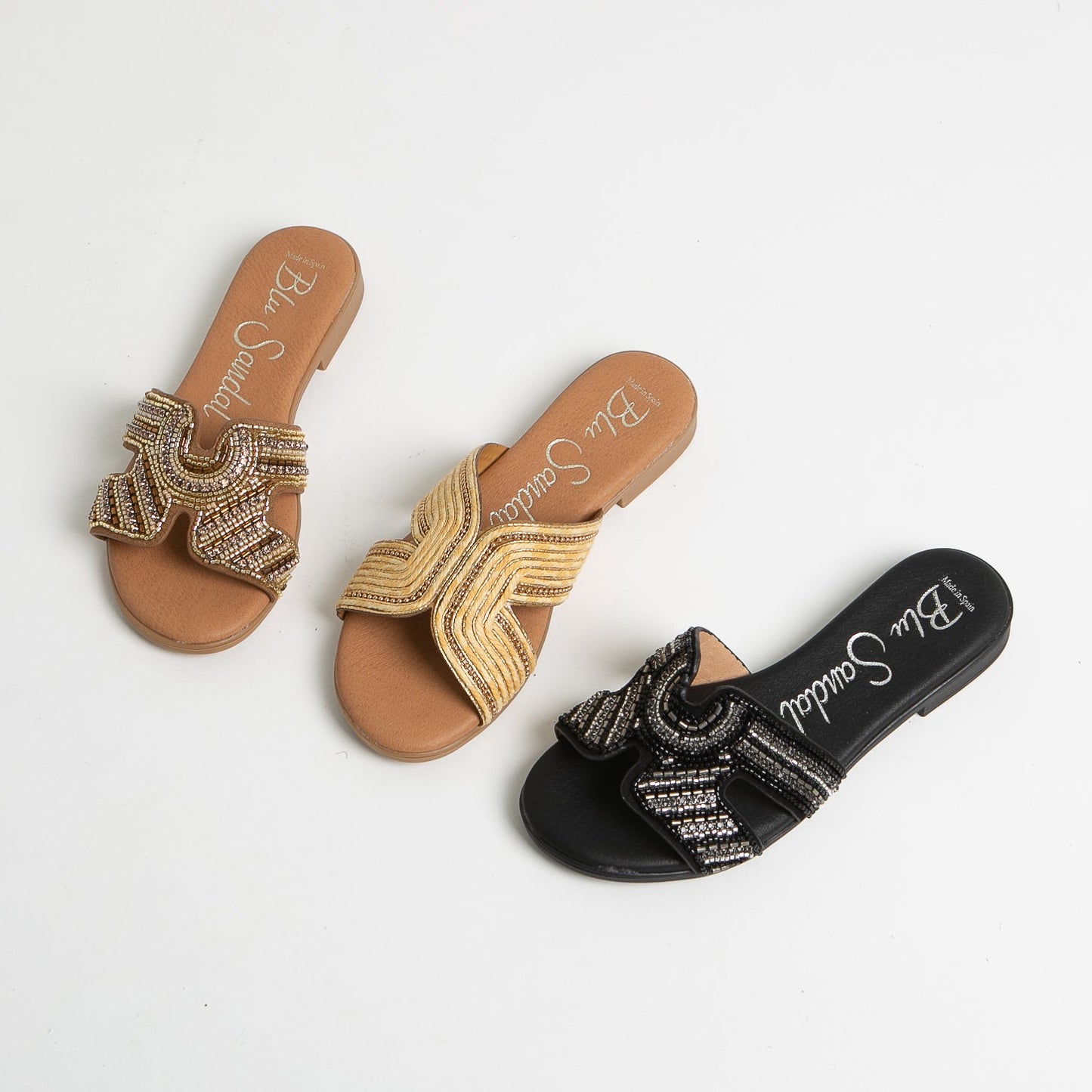 Sandalias planas mujer piel Negro Venus