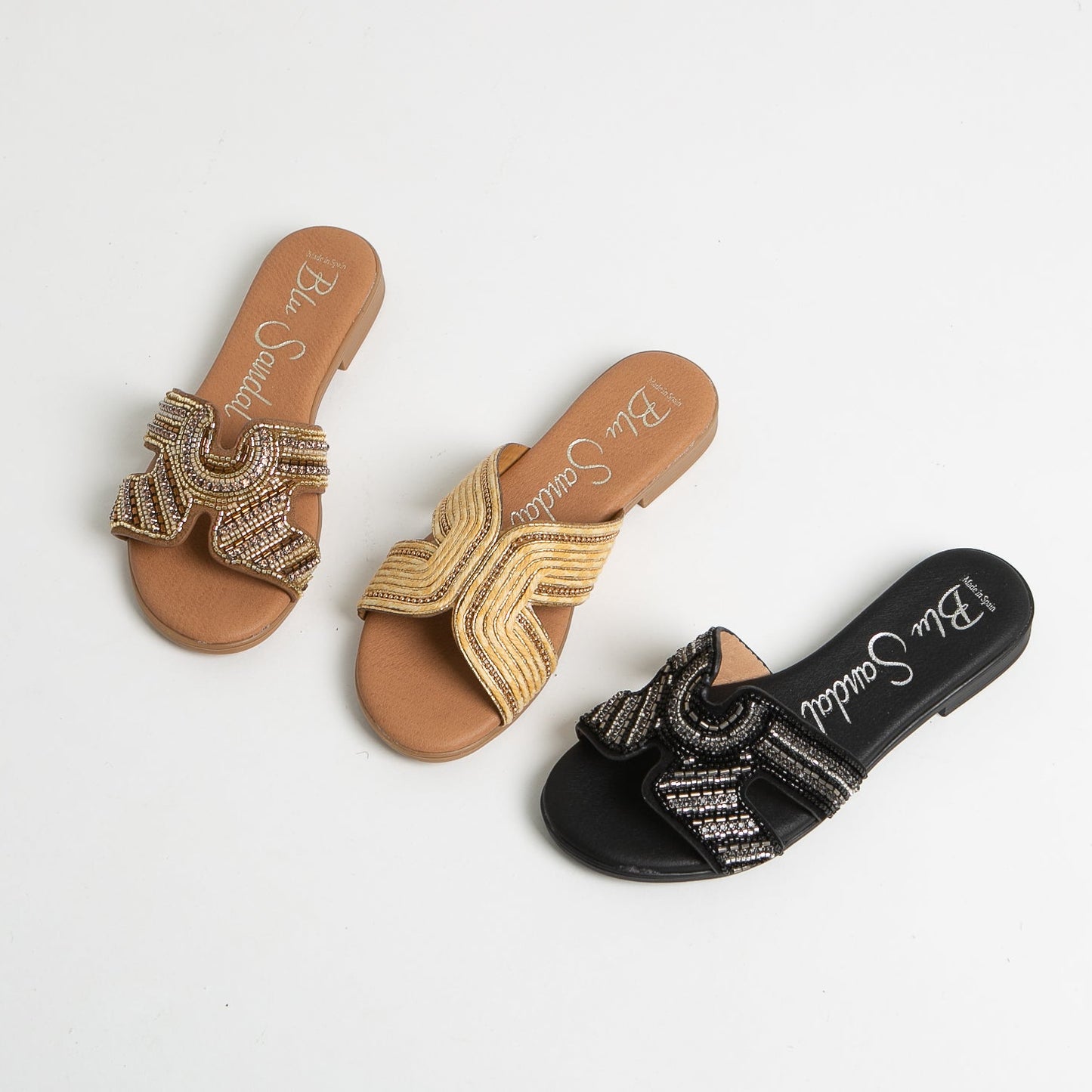 Sandalias planas mujer piel Negro Yanira