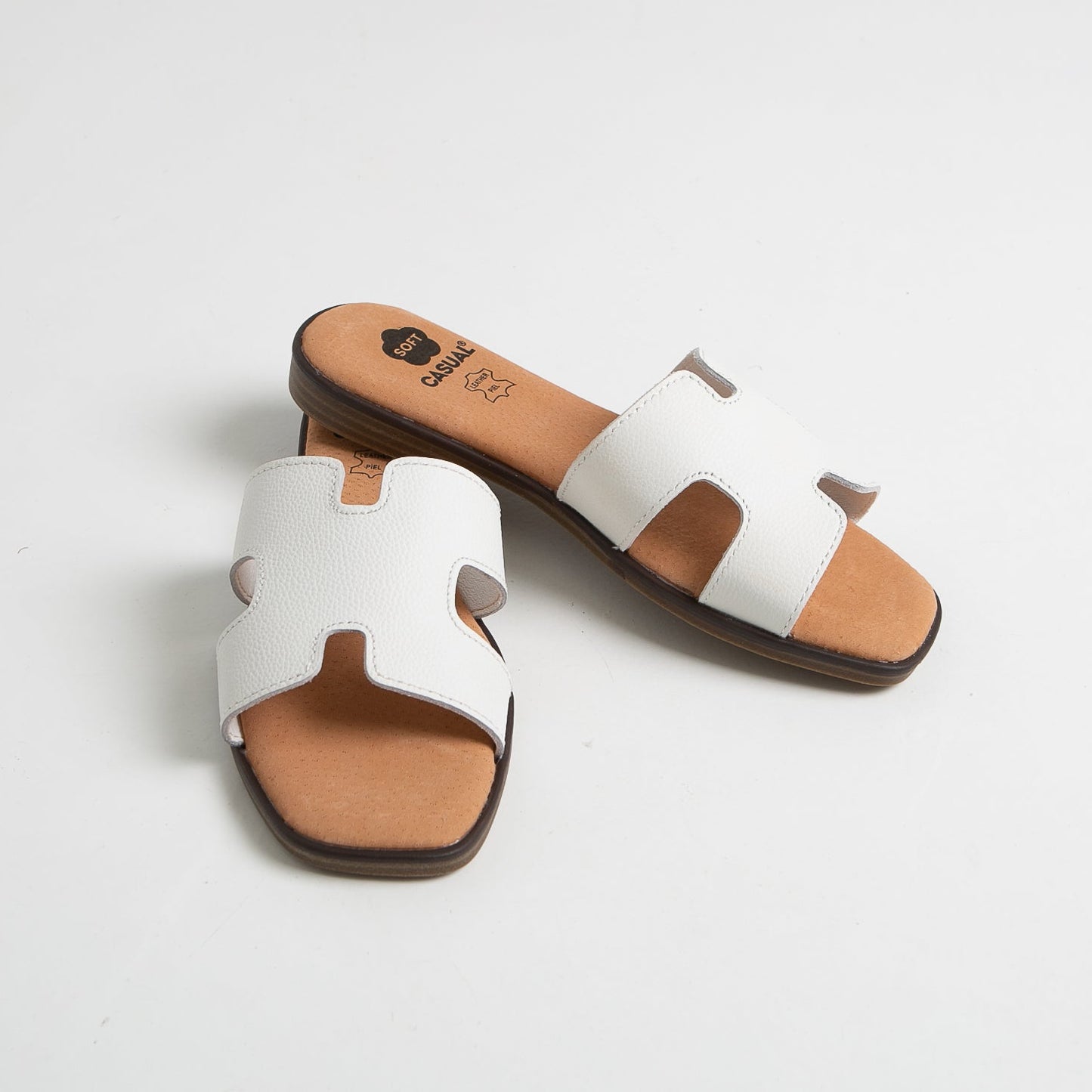 Sandalias planas mujer piel Blanco Johana