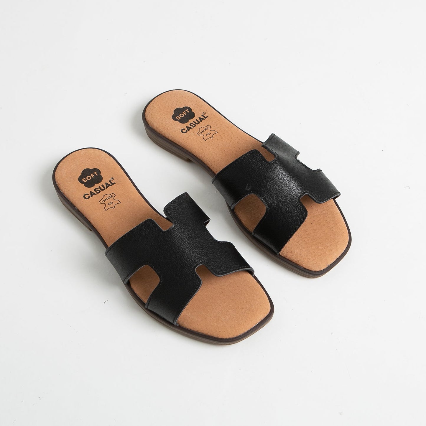 Sandalias planas mujer piel Negro Johana