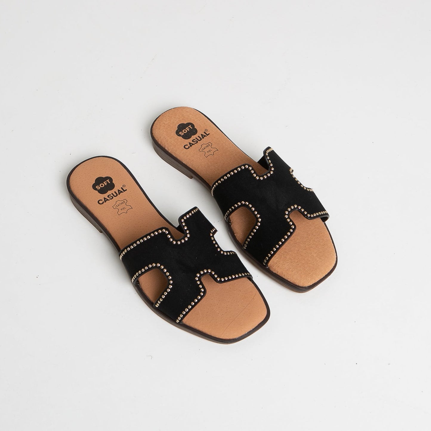 Sandalias planas mujer piel Negro Venus