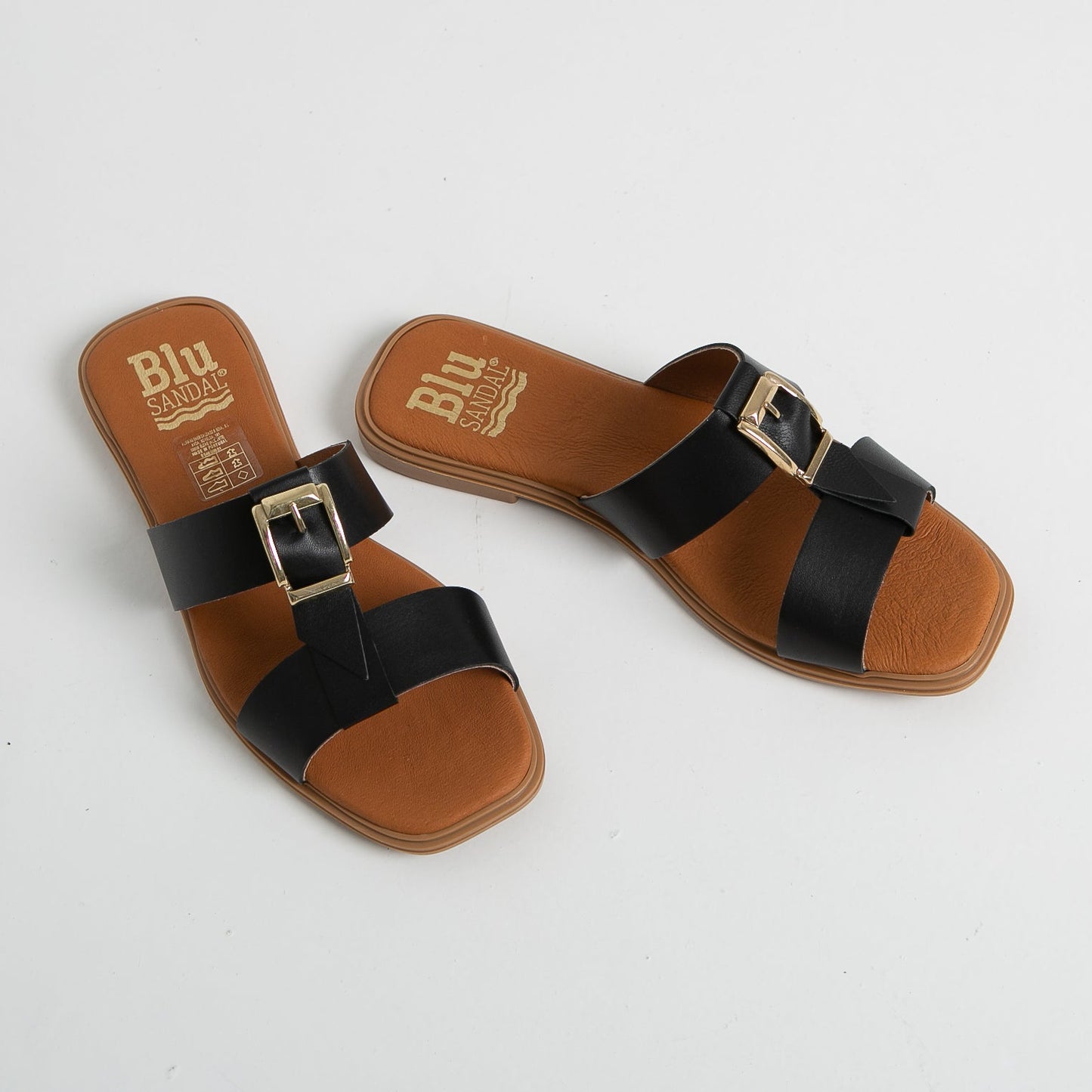 Sandalias planas mujer piel Negro Uma
