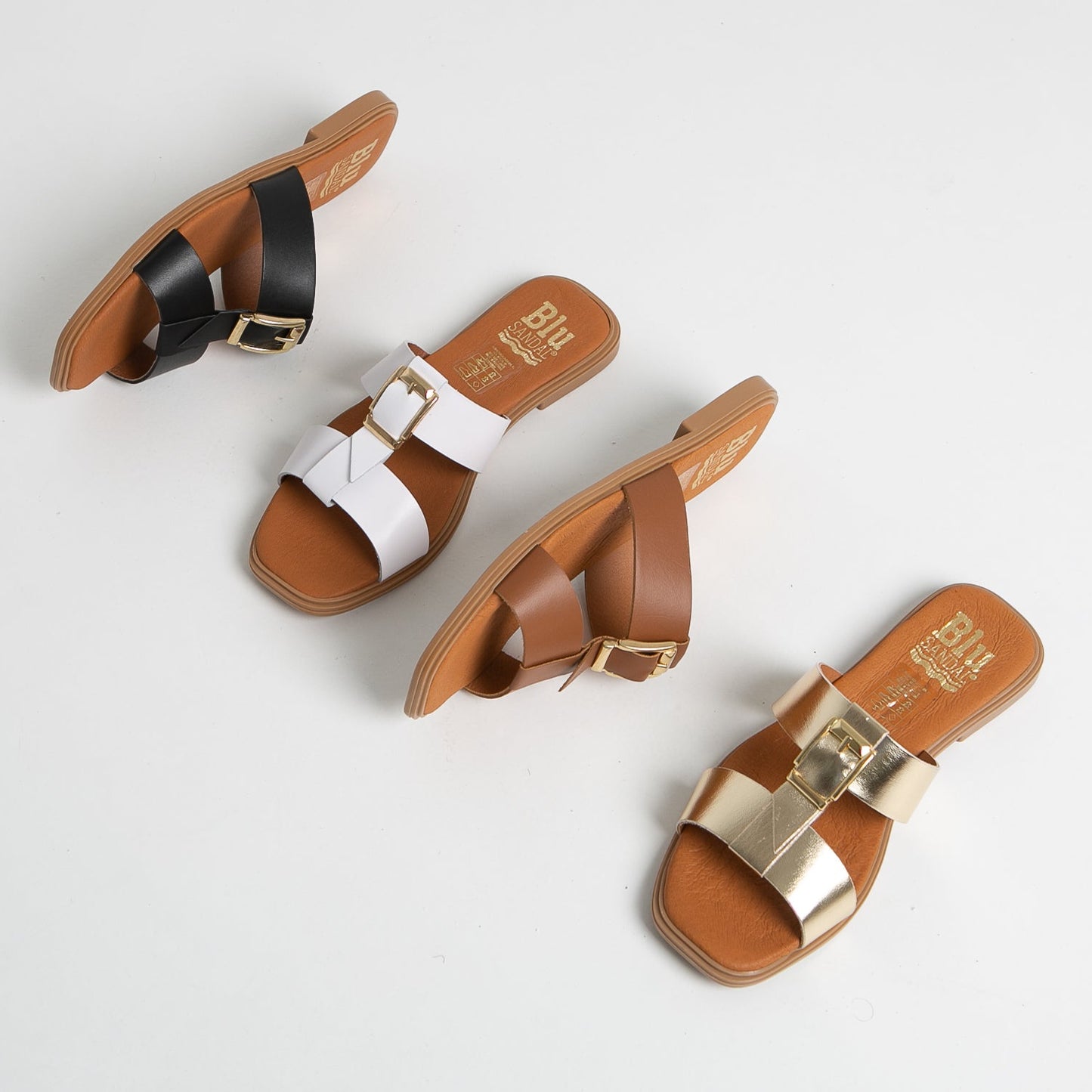 Sandalias planas mujer piel Negro Uma