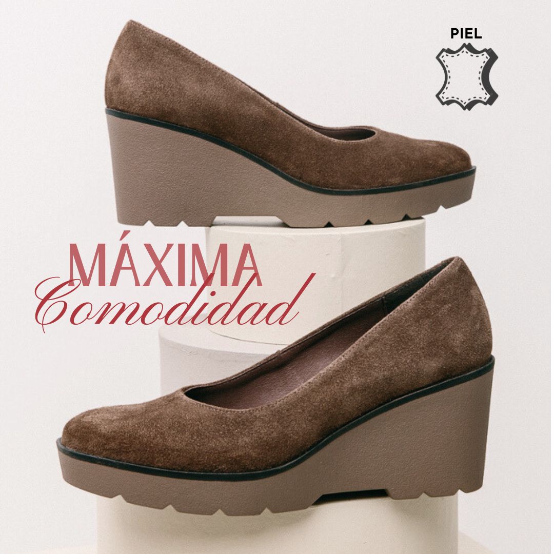 Zapato cuña mujer Emilia Serraje Marrón