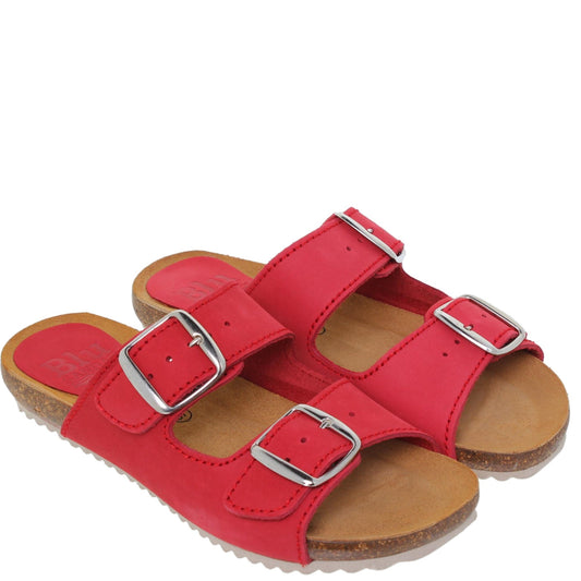 Sandalia Bio Mujer piel Rojo Mirm